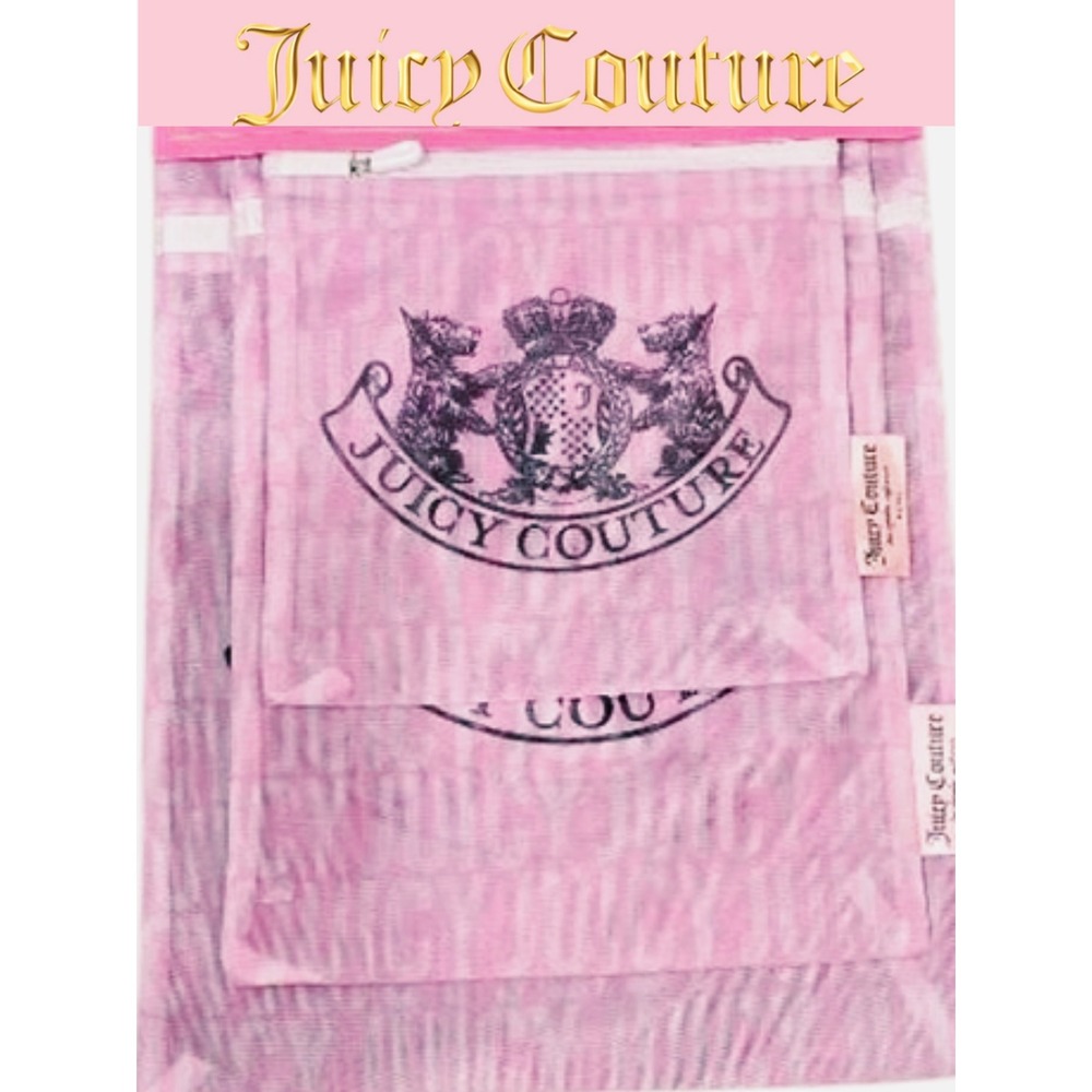 Juicy Couture Home JUICY Bold Logo Set of 3 Mesh Wash Bags- Pink